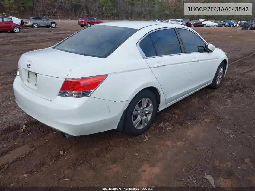 1HGCP2F43AA043842 2010 Honda Accord 2.4 Lx-P