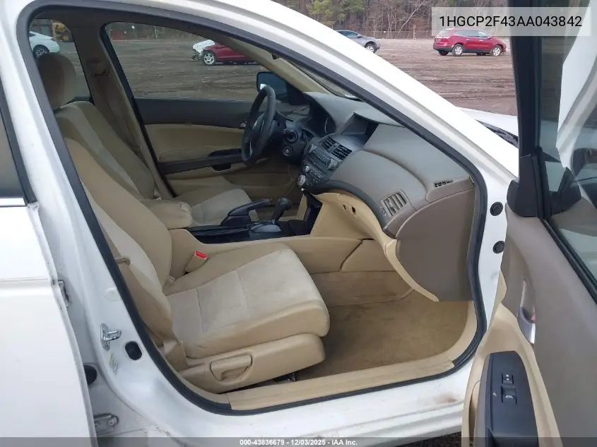 1HGCP2F43AA043842 2010 Honda Accord 2.4 Lx-P