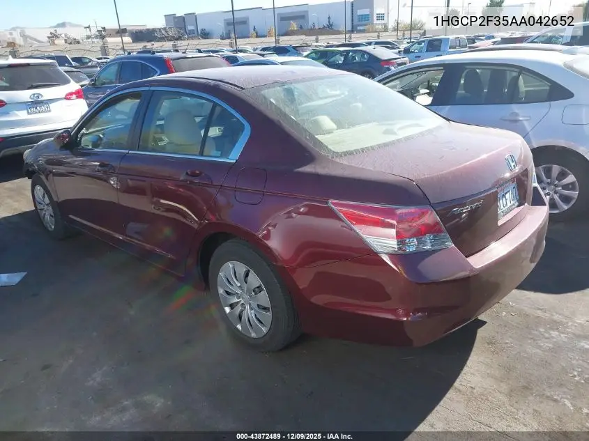 1HGCP2F35AA042652 2010 Honda Accord 2.4 Lx