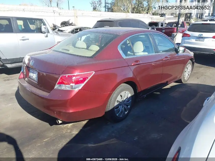 1HGCP2F35AA042652 2010 Honda Accord 2.4 Lx