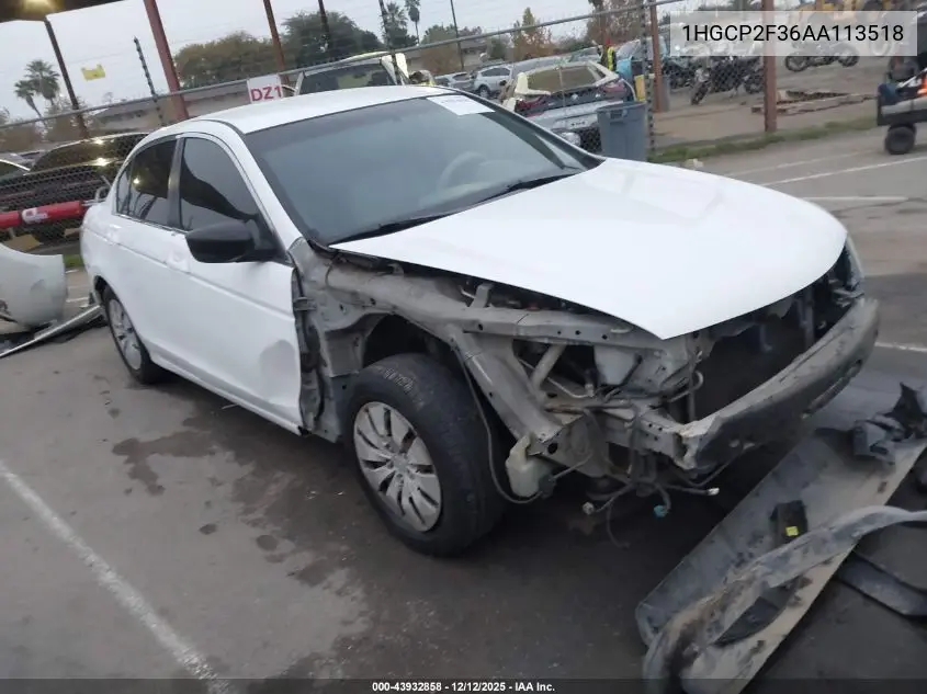 1HGCP2F36AA113518 2010 Honda Accord 2.4 Lx