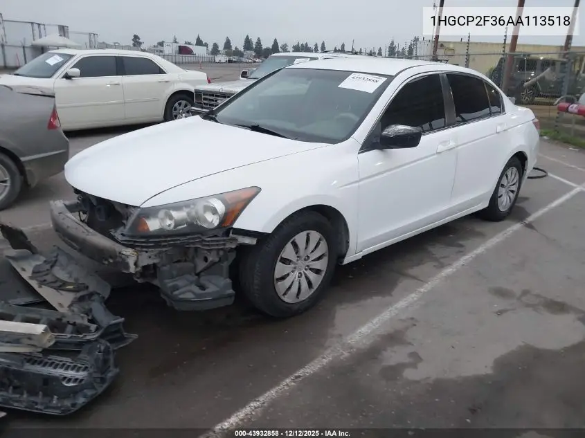 1HGCP2F36AA113518 2010 Honda Accord 2.4 Lx