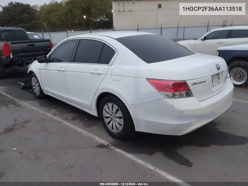 1HGCP2F36AA113518 2010 Honda Accord 2.4 Lx