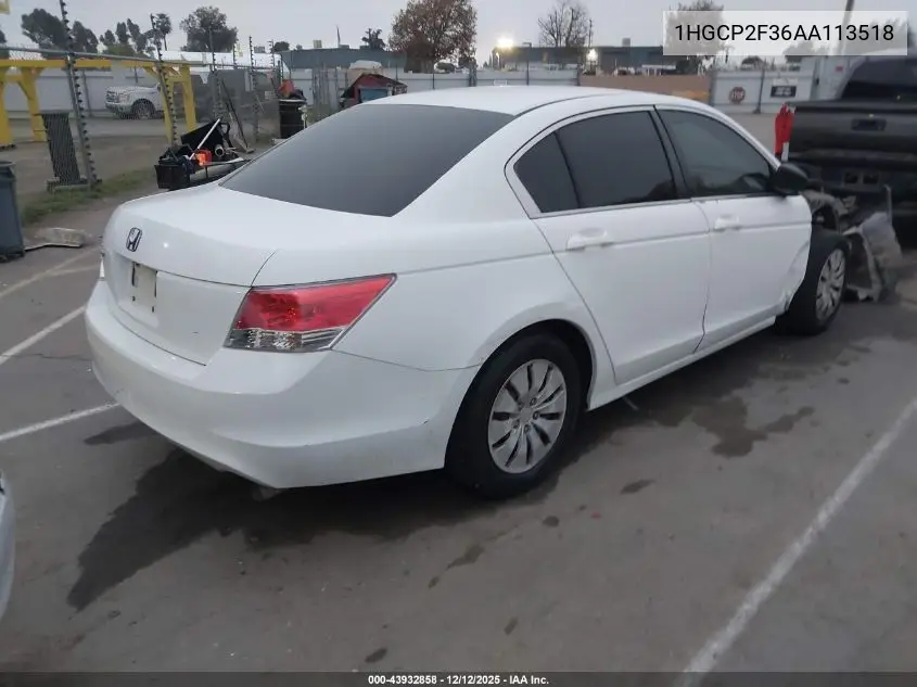 1HGCP2F36AA113518 2010 Honda Accord 2.4 Lx