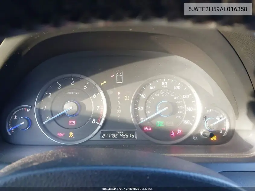 5J6TF2H59AL016358 2010 Honda Accord Crosstour Ex-L