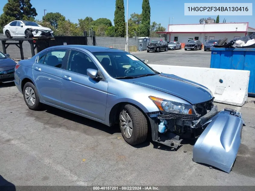 2011 Honda Accord 2.4 Lx VIN: 1HGCP2F34BA130416 Lot: 40157201