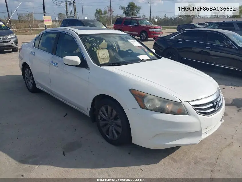 1HGCP2F86BA036632 2011 Honda Accord 2.4 Ex-L