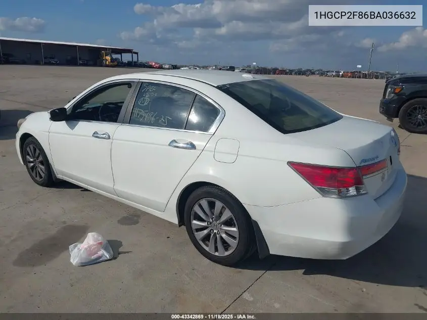 1HGCP2F86BA036632 2011 Honda Accord 2.4 Ex-L
