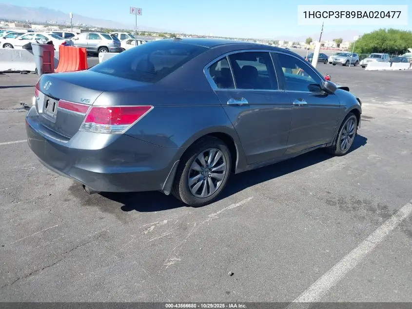 1HGCP3F89BA020477 2011 Honda Accord 3.5 Ex-L