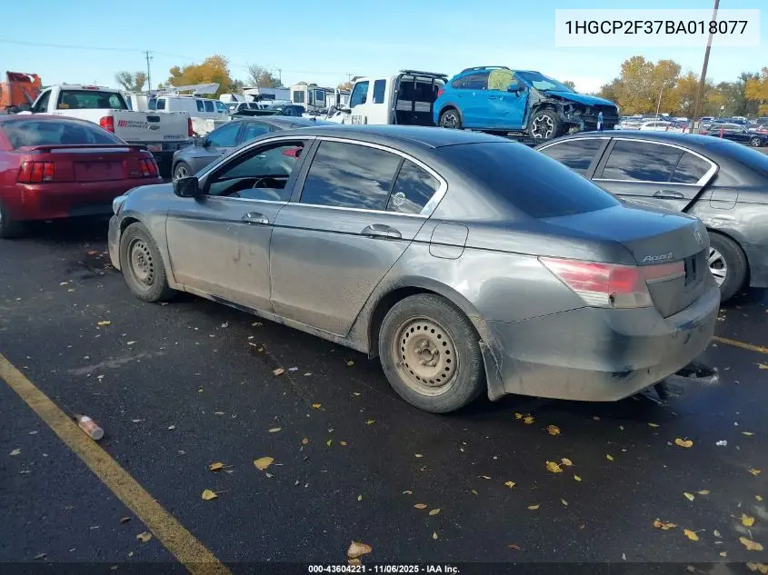 1HGCP2F37BA018077 2011 Honda Accord 2.4 Lx