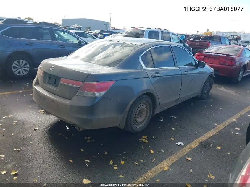 1HGCP2F37BA018077 2011 Honda Accord 2.4 Lx