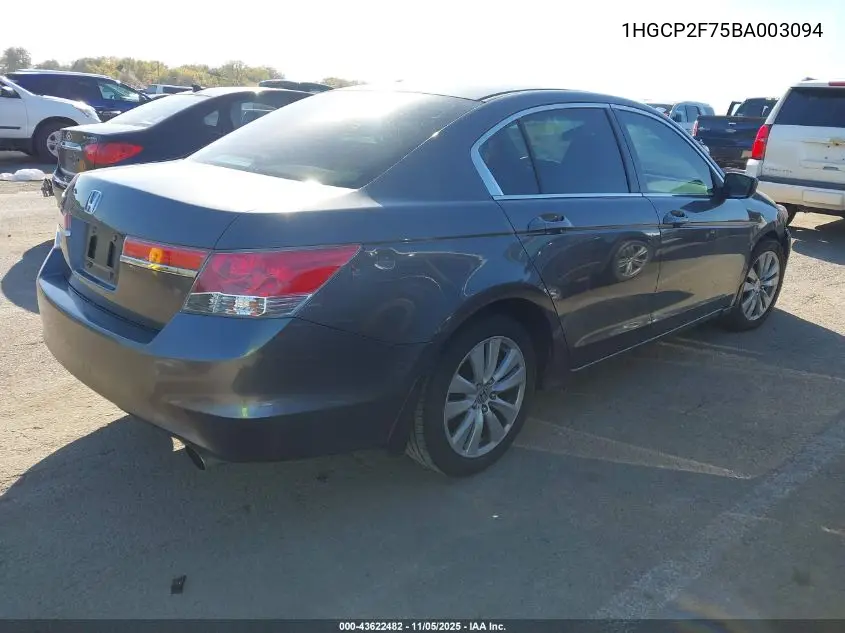 1HGCP2F75BA003094 2011 Honda Accord 2.4 Ex