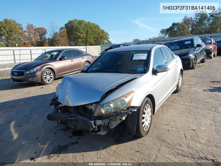 1HGCP2F31BA141406 2011 Honda Accord 2.4 Lx