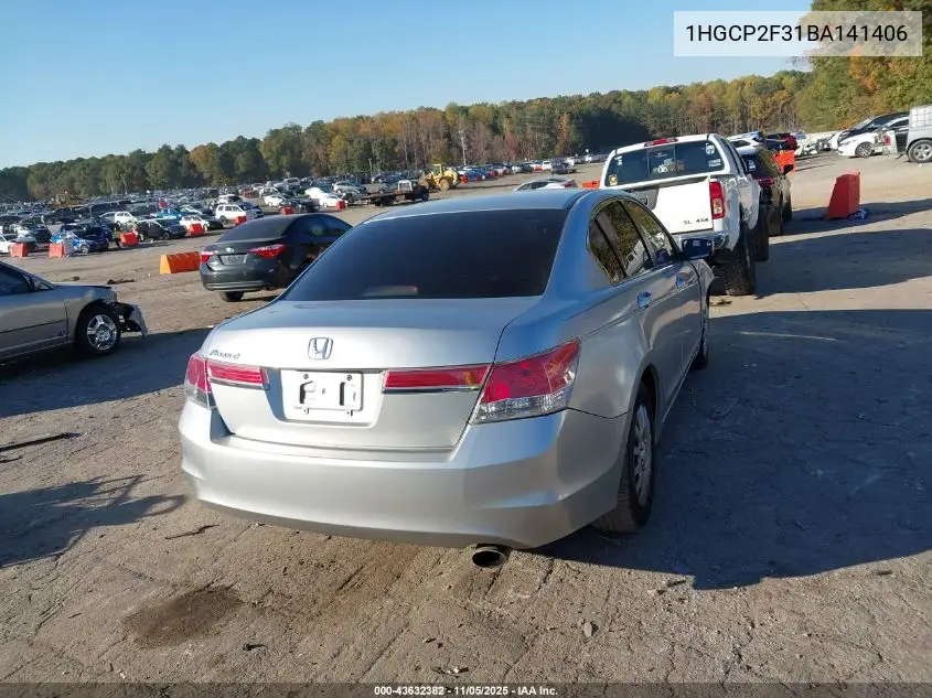 1HGCP2F31BA141406 2011 Honda Accord 2.4 Lx