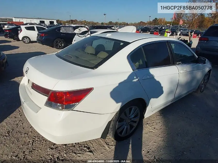 1HGCP2F85BA050778 2011 Honda Accord 2.4 Ex-L