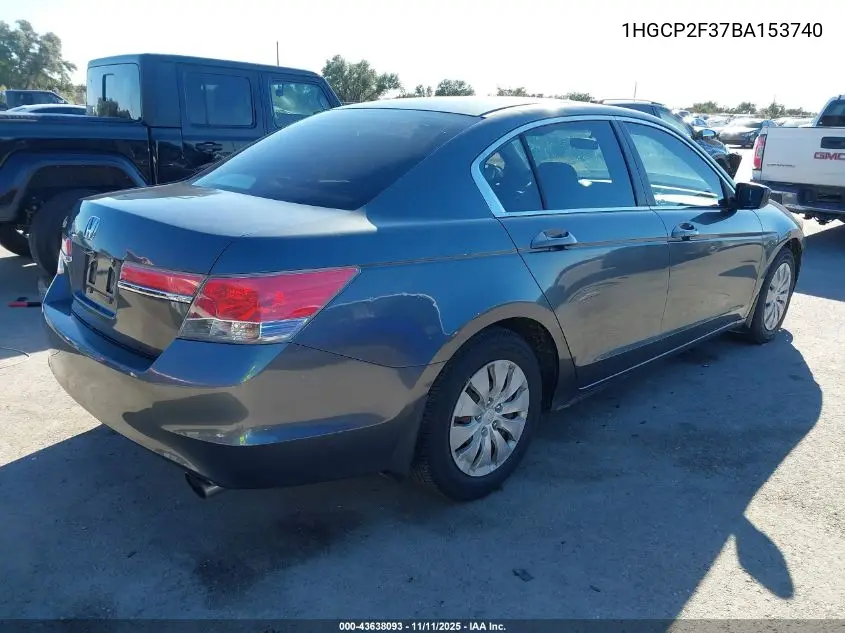 1HGCP2F37BA153740 2011 Honda Accord 2.4 Lx