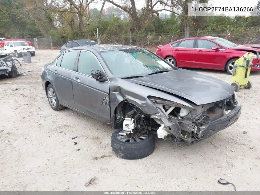 1HGCP2F74BA136266 2011 Honda Accord 2.4 Ex
