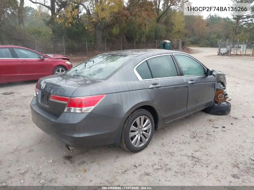 1HGCP2F74BA136266 2011 Honda Accord 2.4 Ex