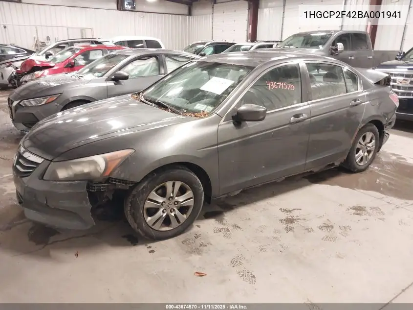 1HGCP2F42BA001941 2011 Honda Accord 2.4 Lx-P
