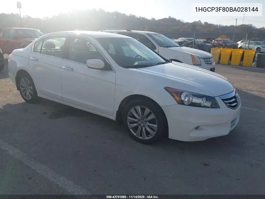 1HGCP3F80BA028144 2011 Honda Accord 3.5 Ex-L