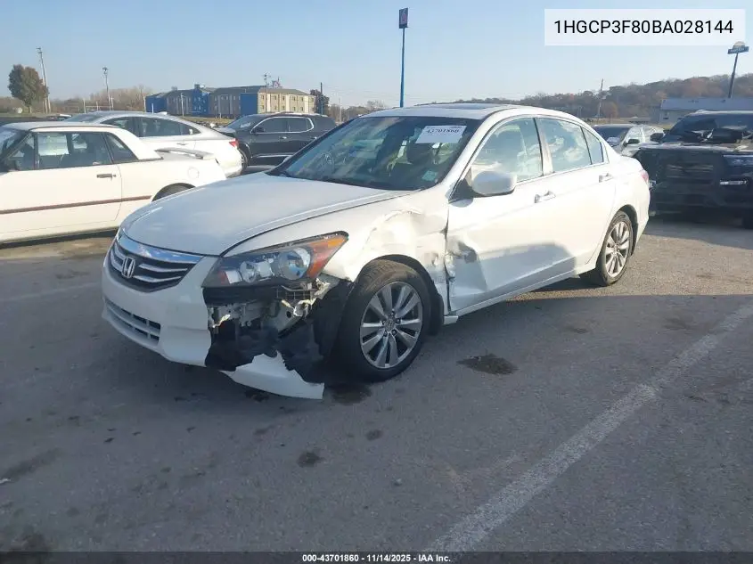 1HGCP3F80BA028144 2011 Honda Accord 3.5 Ex-L