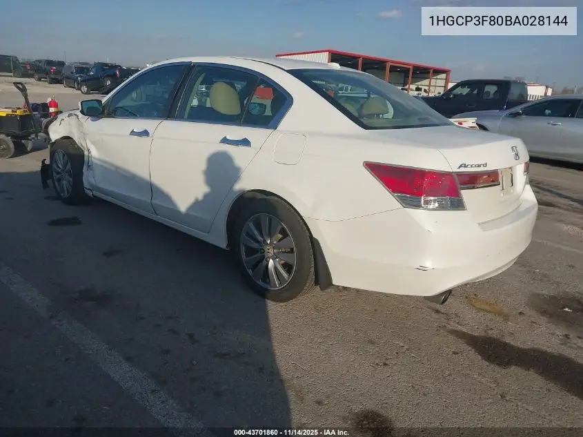1HGCP3F80BA028144 2011 Honda Accord 3.5 Ex-L