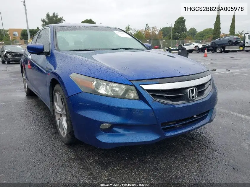 1HGCS2B82BA005978 2011 Honda Accord 3.5 Ex-L