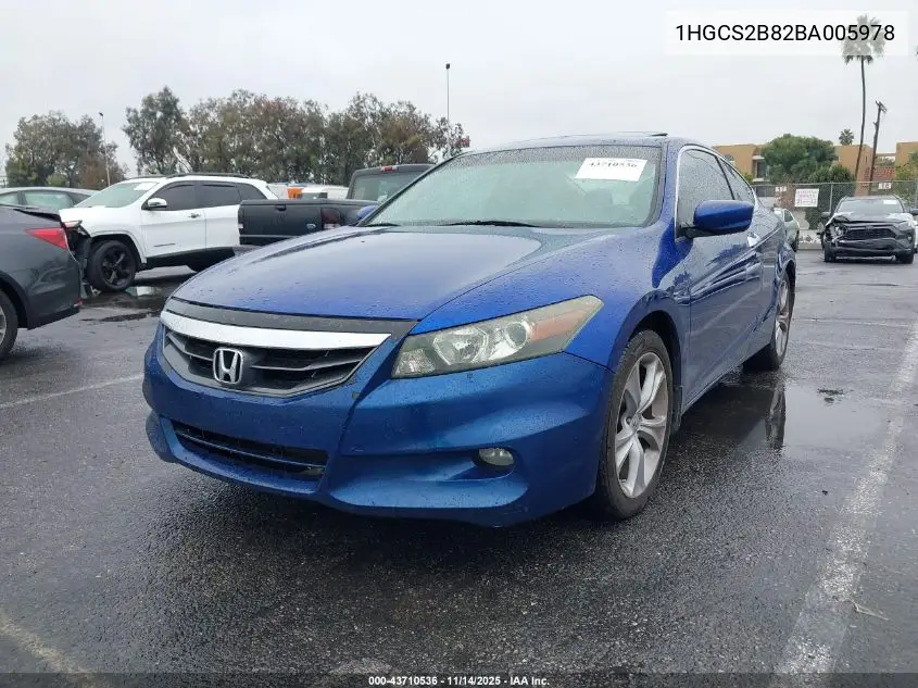 1HGCS2B82BA005978 2011 Honda Accord 3.5 Ex-L