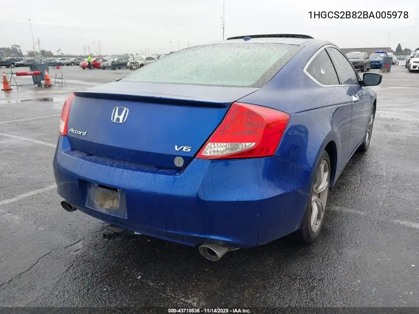 1HGCS2B82BA005978 2011 Honda Accord 3.5 Ex-L