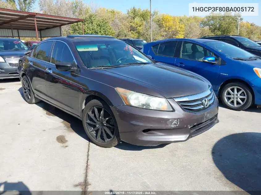 1HGCP3F80BA005172 2011 Honda Accord 3.5 Ex-L