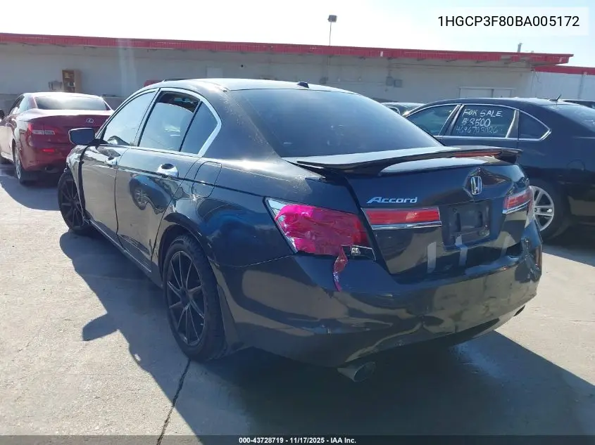 1HGCP3F80BA005172 2011 Honda Accord 3.5 Ex-L