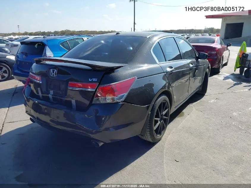 1HGCP3F80BA005172 2011 Honda Accord 3.5 Ex-L