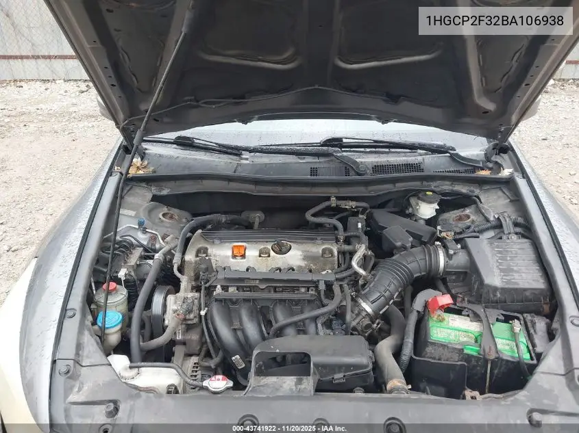 1HGCP2F32BA106938 2011 Honda Accord 2.4 Lx