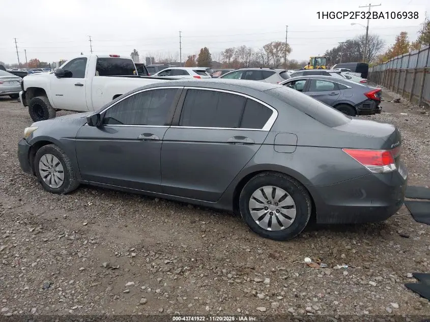 1HGCP2F32BA106938 2011 Honda Accord 2.4 Lx