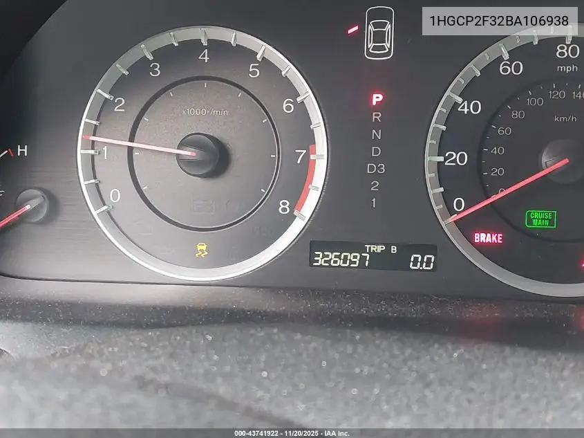 1HGCP2F32BA106938 2011 Honda Accord 2.4 Lx