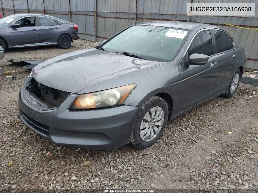 1HGCP2F32BA106938 2011 Honda Accord 2.4 Lx