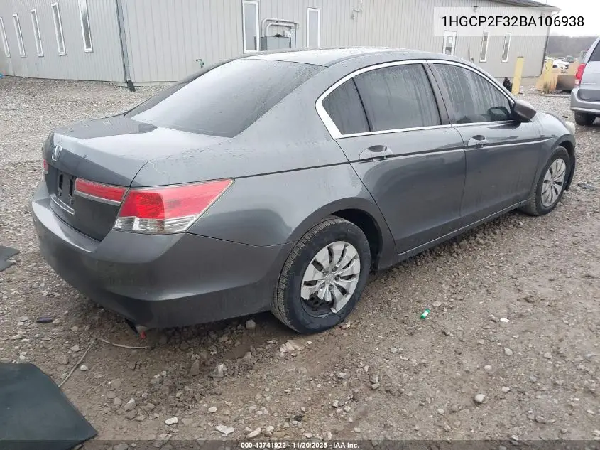 1HGCP2F32BA106938 2011 Honda Accord 2.4 Lx