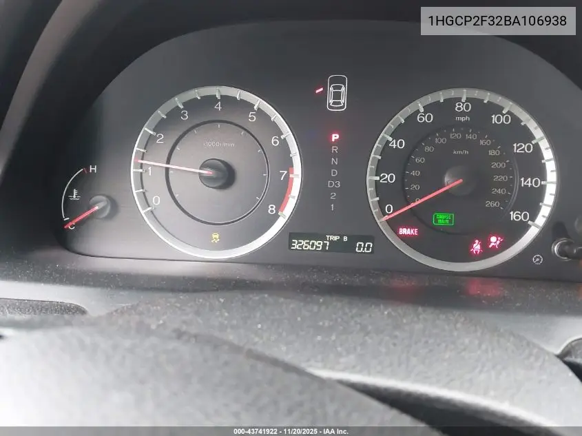 1HGCP2F32BA106938 2011 Honda Accord 2.4 Lx