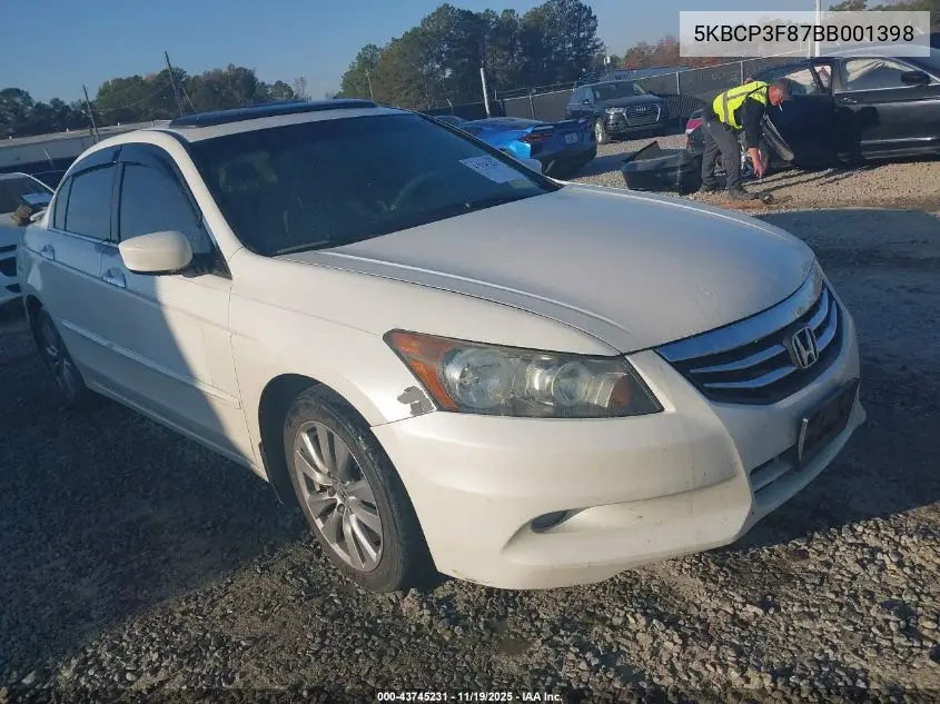 5KBCP3F87BB001398 2011 Honda Accord 3.5 Ex-L