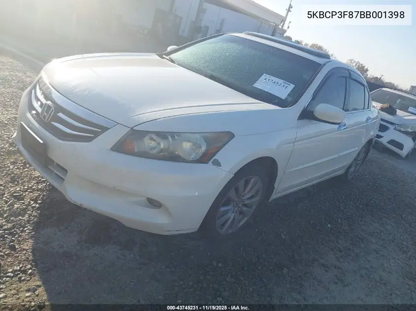 5KBCP3F87BB001398 2011 Honda Accord 3.5 Ex-L