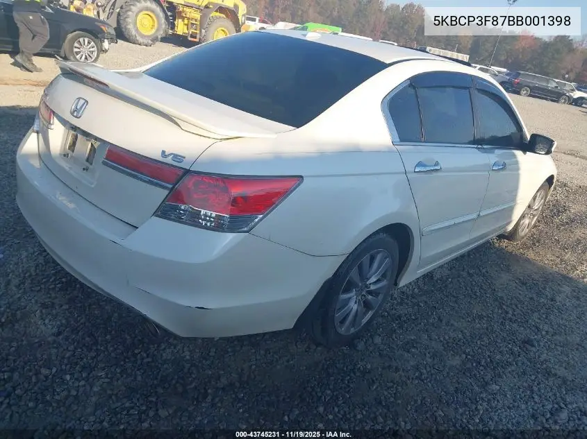 5KBCP3F87BB001398 2011 Honda Accord 3.5 Ex-L