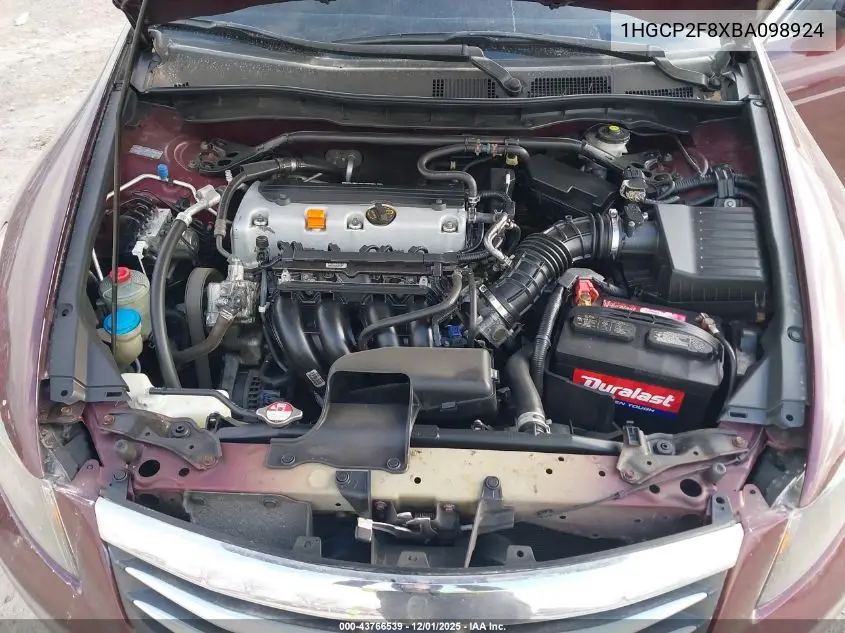 1HGCP2F8XBA098924 2011 Honda Accord 2.4 Ex-L