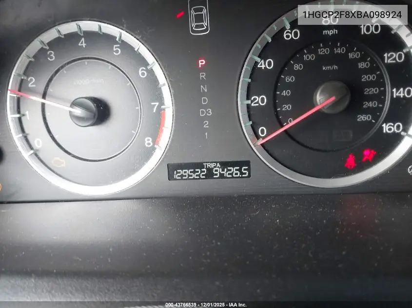 1HGCP2F8XBA098924 2011 Honda Accord 2.4 Ex-L