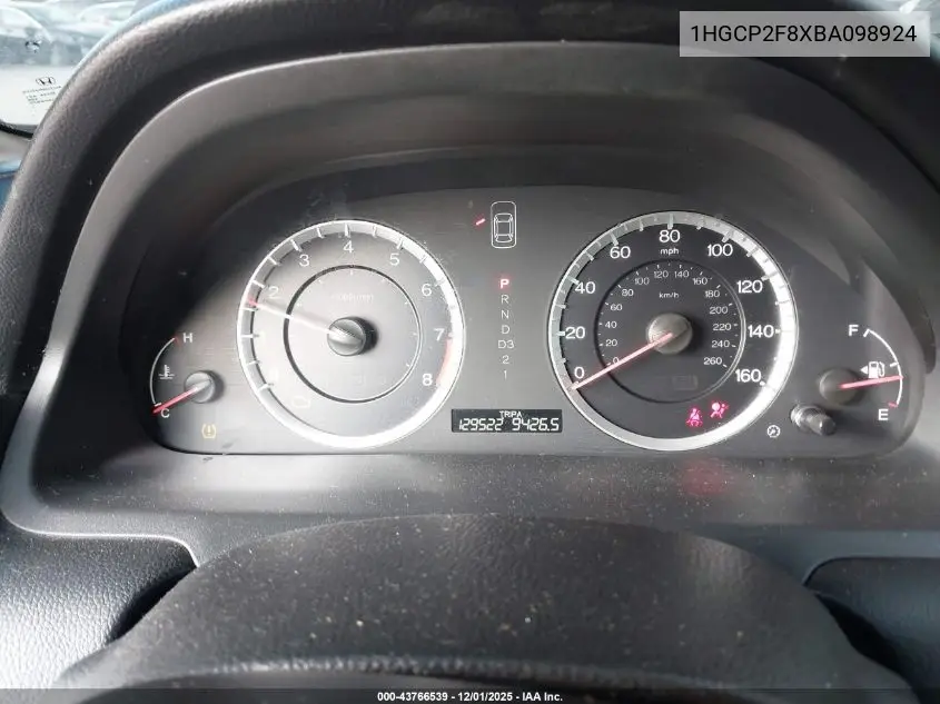1HGCP2F8XBA098924 2011 Honda Accord 2.4 Ex-L