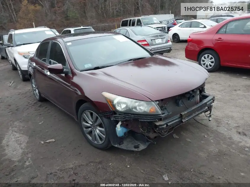 1HGCP3F81BA025754 2011 Honda Accord 3.5 Ex-L