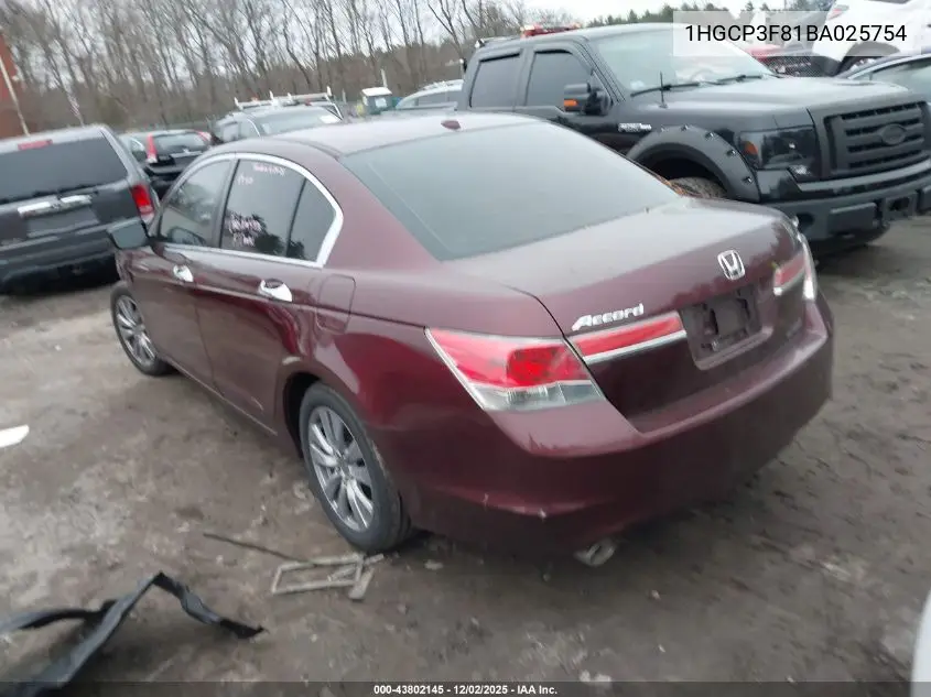 1HGCP3F81BA025754 2011 Honda Accord 3.5 Ex-L