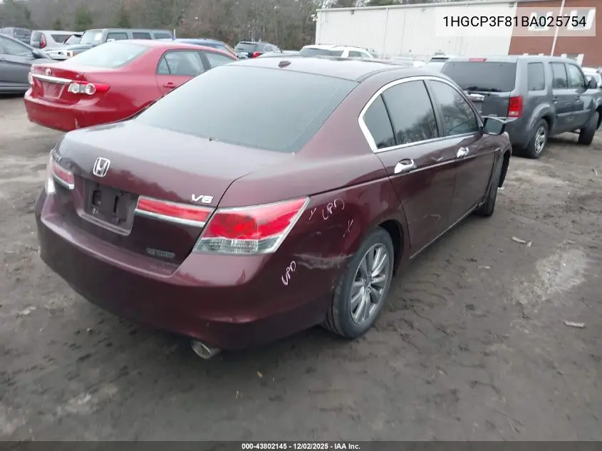 1HGCP3F81BA025754 2011 Honda Accord 3.5 Ex-L