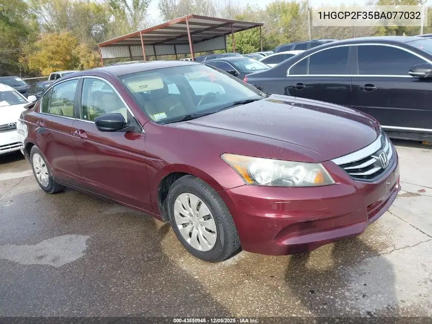 1HGCP2F35BA077032 2011 Honda Accord 2.4 Lx