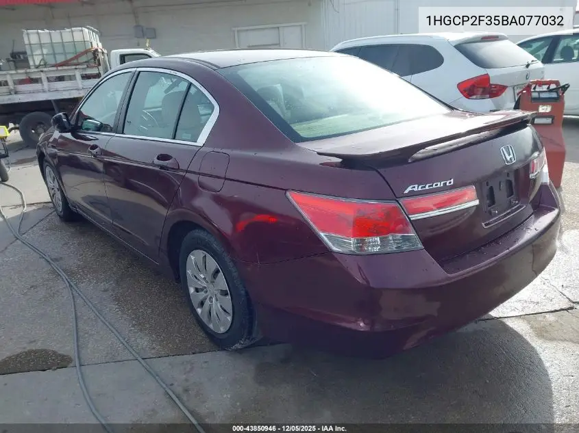 1HGCP2F35BA077032 2011 Honda Accord 2.4 Lx