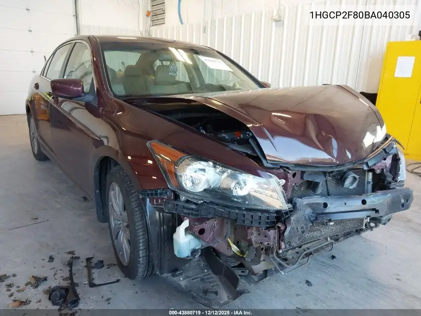 1HGCP2F80BA040305 2011 Honda Accord 2.4 Ex-L